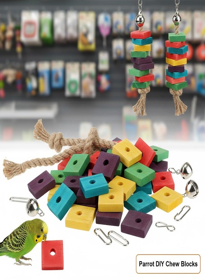 Dranvosk 20PCS Colorful Wooden Chew Toys for Small Birds,Mini Wooden Blocks for Parrots, DIY Playtime Chewing Charms,Safe Bite Toys for Large Birds & Parakeets - Image 4